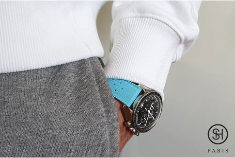 Bracelet montre caoutchouc FKM SELECT-HEURE Tropic Bleu Aqua, montage pompes rapides (interchangeable)