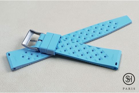 Aqua Blue Tropic SELECT-HEURE FKM rubber watch strap, quick release spring bars (interchangeable)