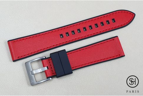 Leather watch strap with rubber lining sale