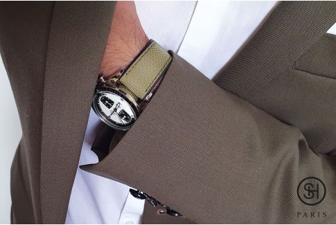 SELECT-HEURE Light Olive Sailcloth watch strap lined with Black FKM rubber, quick release pring bars (interchangeable)