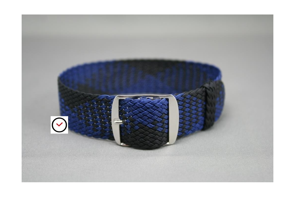 Bracelet montre Perlon tressé Noir Bleu Marine