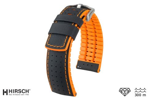 Black Orange HIRSCH watch bracelet (waterproof)