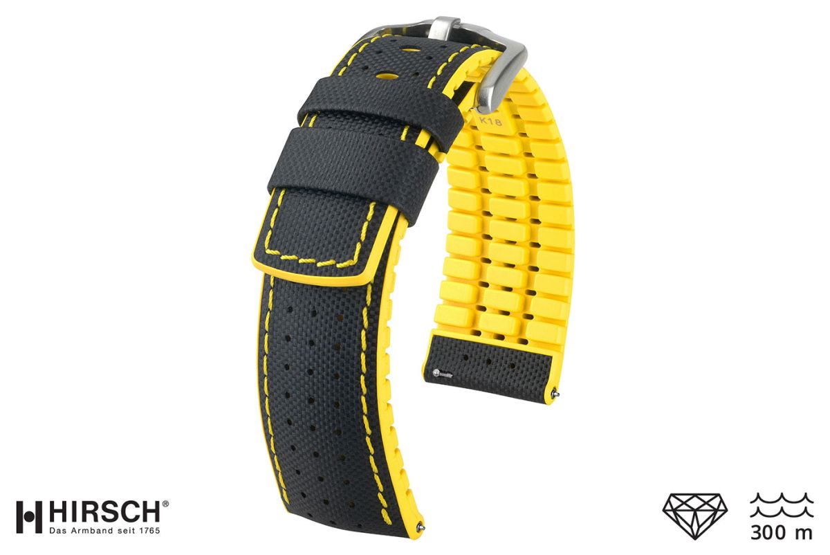 Bracelet montre HIRSCH Robby Noir Jaune (étanche)