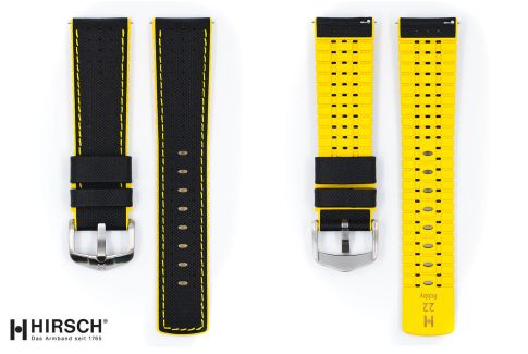 Black Yellow HIRSCH watch bracelet (waterproof)