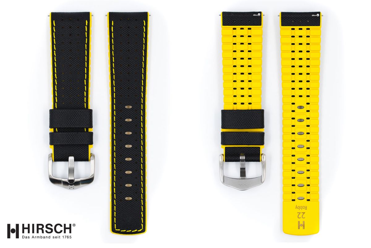 Black Yellow HIRSCH watch bracelet (waterproof)