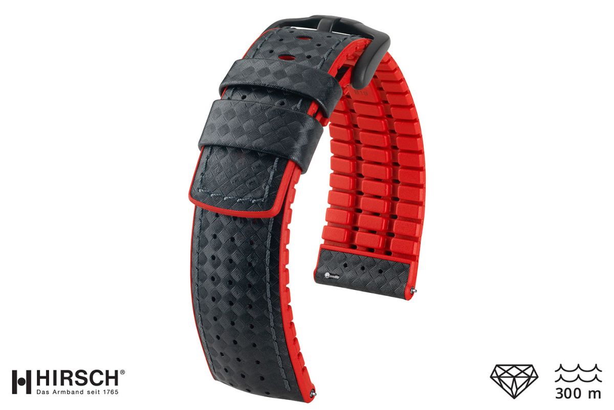 Bracelet montre HIRSCH Ayrton Noir Rouge (étanche)