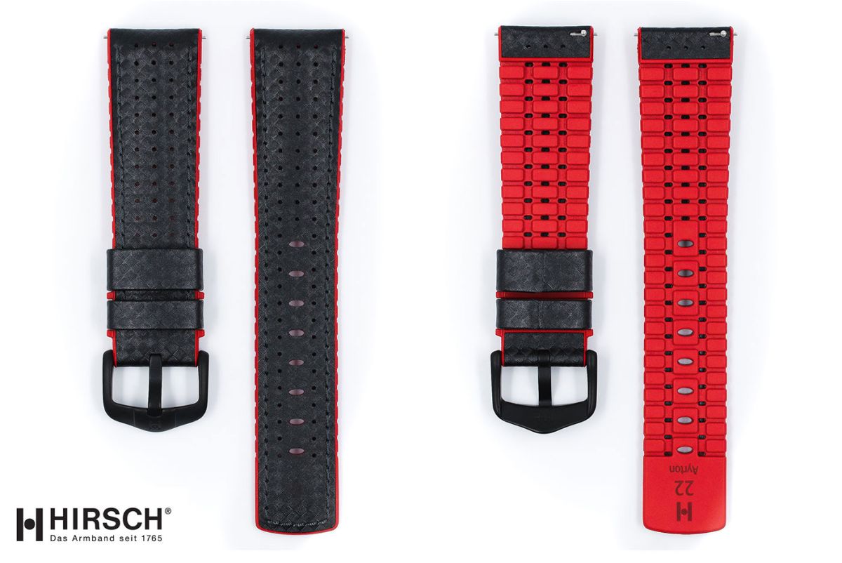 Black Red Ayrton HIRSCH watch bracelet (waterproof)