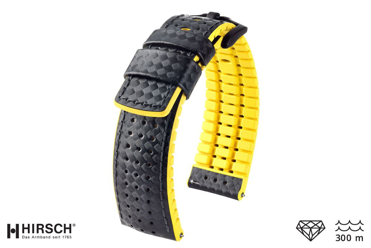 Bracelet montre HIRSCH Ayrton Noir Jaune (étanche)