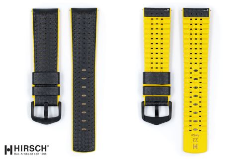 Black Yellow Ayrton HIRSCH watch bracelet (waterproof)