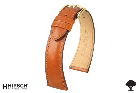 Gold Brown Siena HIRSCH watch bracelet, natural Italian calfskin