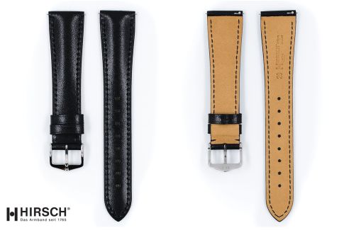 Black Siena HIRSCH watch bracelet, natural Italian calfskin