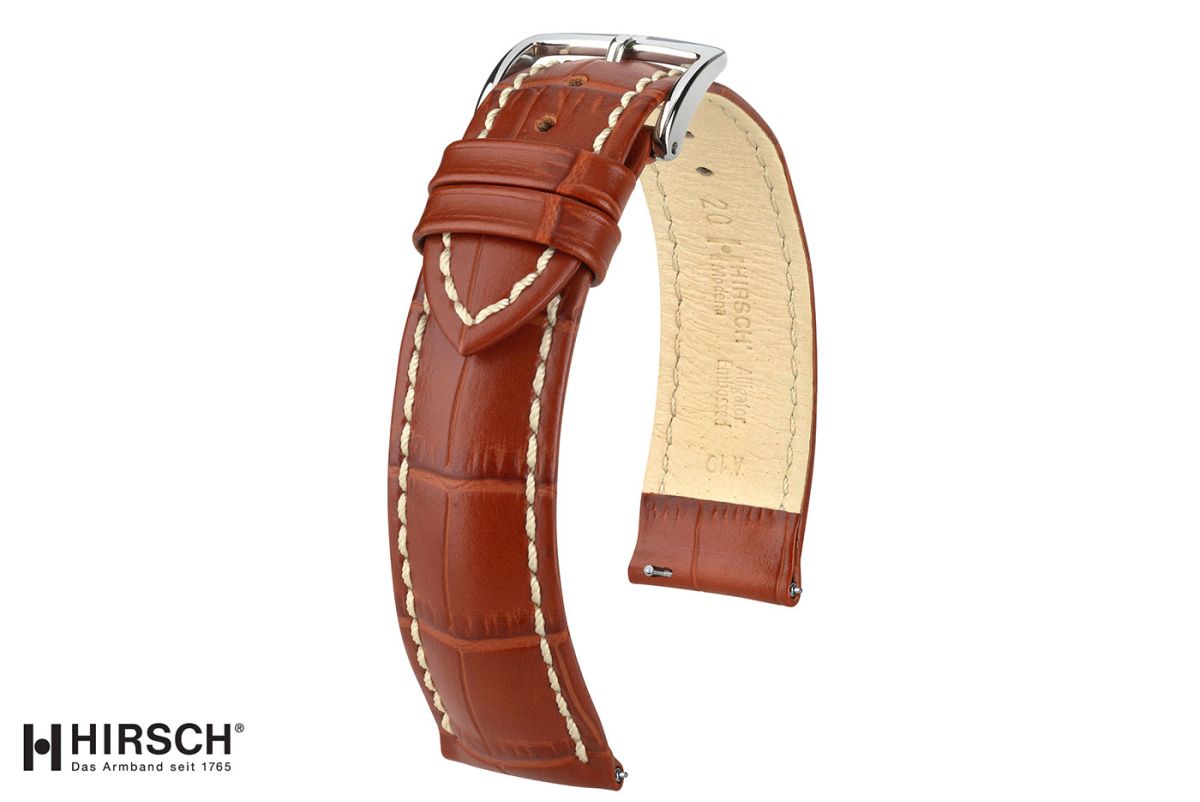 Bracelet montre HIRSCH Modena Marron Or, cuir de veau italien