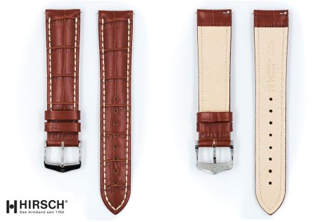 Gold Brown Modena HIRSCH watch bracelet, Italian calfskin