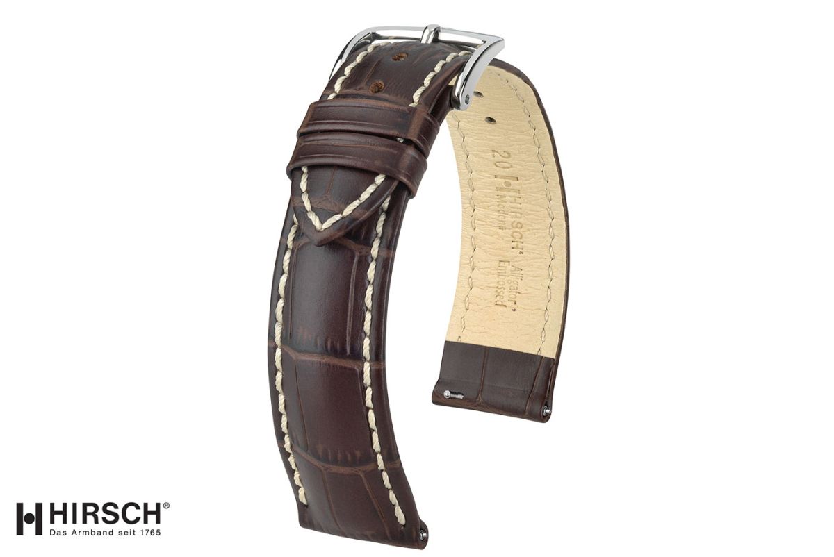 Brown Modena HIRSCH watch bracelet, Italian calfskin