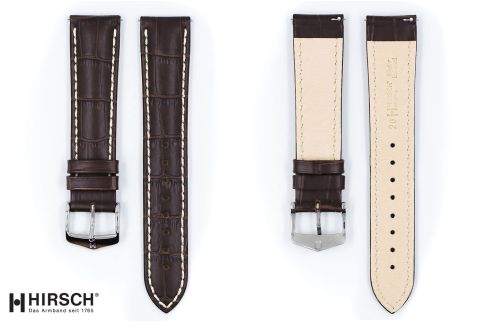 Brown Modena HIRSCH watch bracelet, Italian calfskin