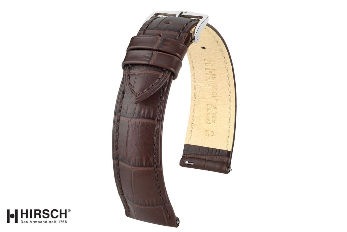 Brown Duke HIRSCH watch bracelet, Italian calfskin