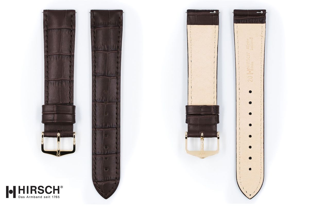 Brown Duke HIRSCH watch bracelet, Italian calfskin