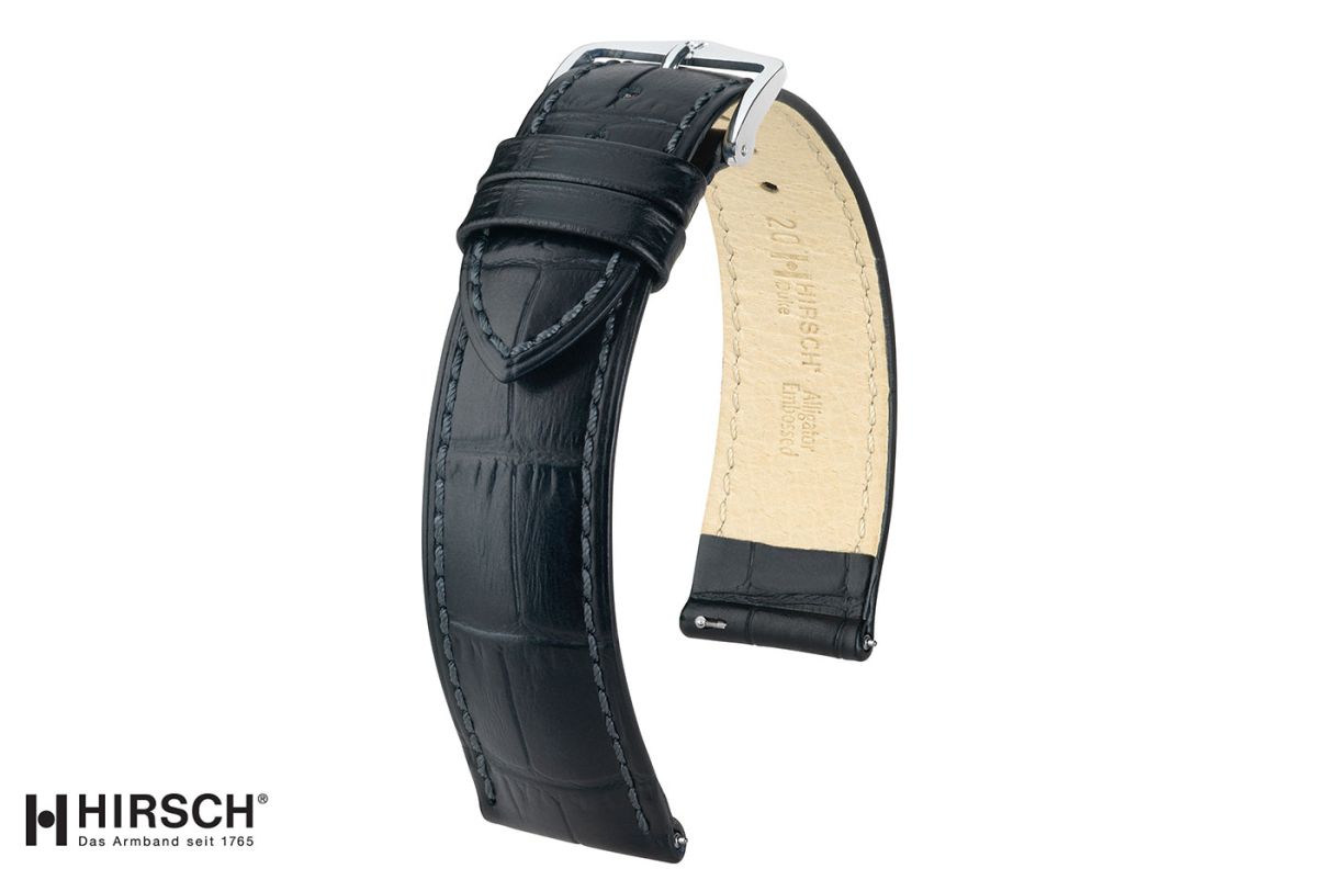 Bracelet montre HIRSCH Duke Noir, cuir de veau italien