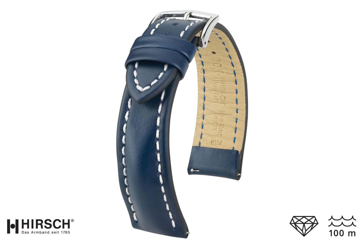 Blue Heavy Calf HIRSCH watch bracelet (waterproof)