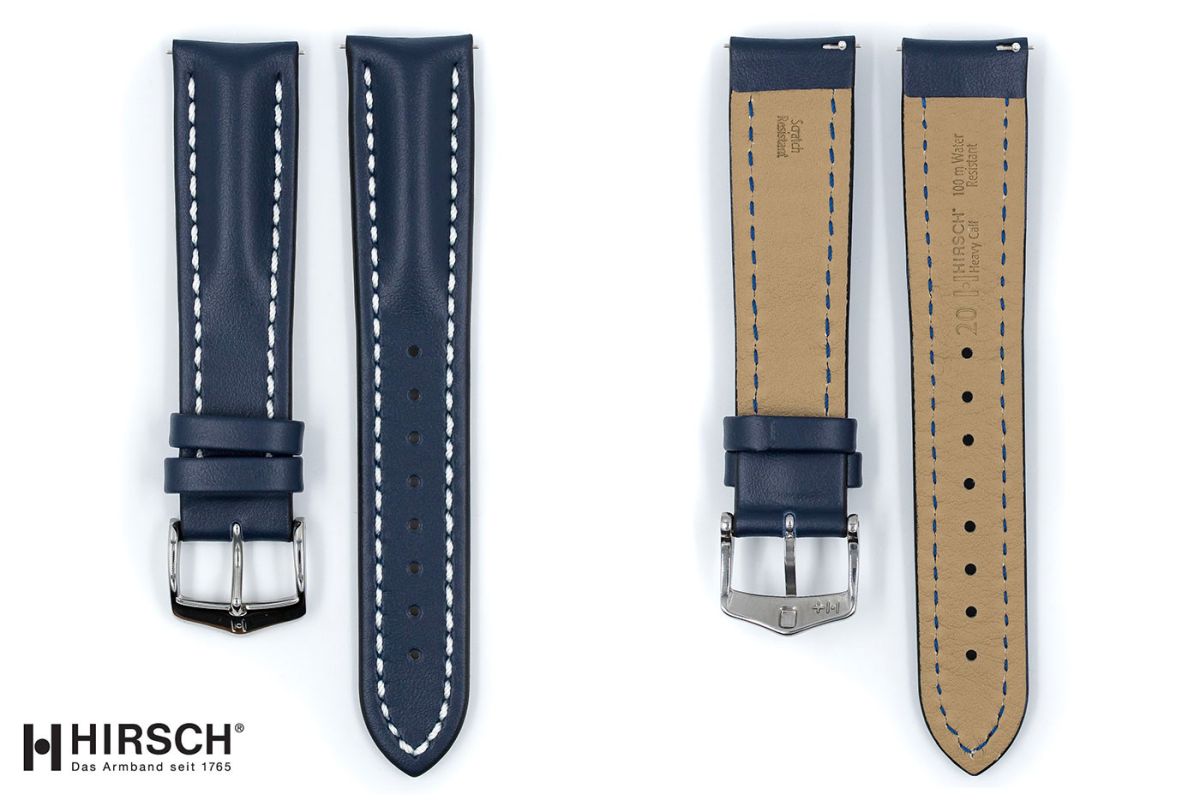 Blue Heavy Calf HIRSCH watch bracelet (waterproof)