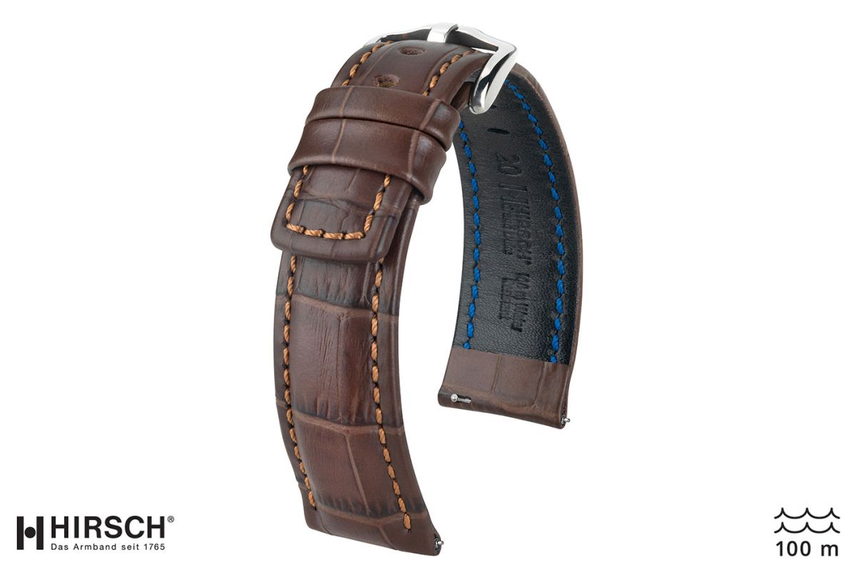 Bracelet montre HIRSCH Grand Duke, cuir Marron (étanche)