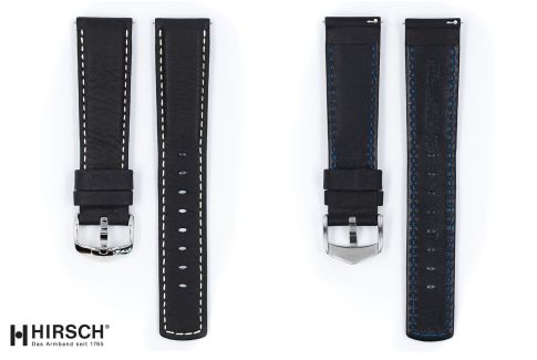 Black White topstitching Mariner HIRSCH watch bracelet (waterproof)