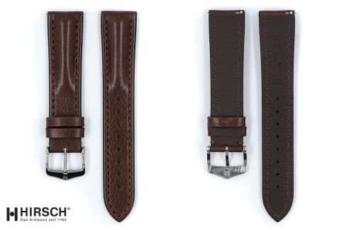 Hand-made Lucca HIRSCH watch bracelet, Brown Tuscan leather