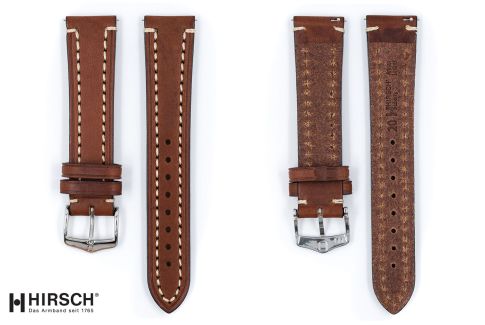 Brown Liberty HIRSCH watch bracelet, vegetable tanning leather