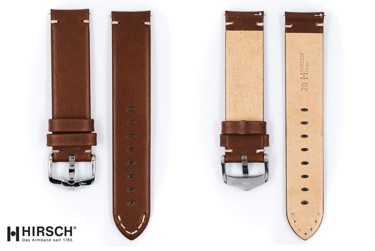 Gold Brown Ranger HIRSCH watch bracelet, vintage style (minimal stich)