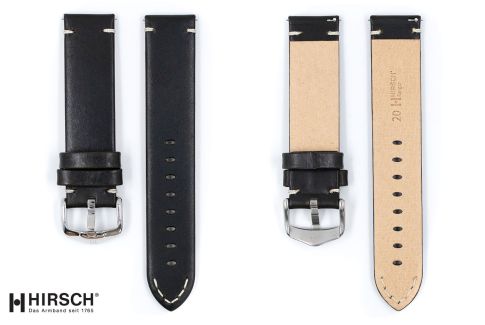 Black Ranger HIRSCH watch bracelet, vintage style (minimal stich)