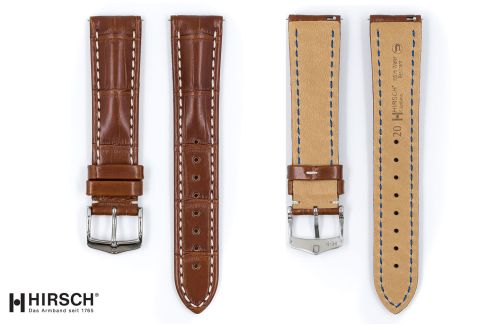 Gold Brown Louisiana Alligator Capitano HIRSCH watch band, streamlined bulging