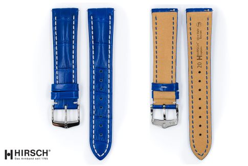 Royal Blue Louisiana Alligator Capitano HIRSCH watch band, streamlined bulging