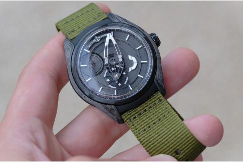 Bracelet montre NATO 2 pièces Vert Kaki (Militaire), boucle PVD (noire)