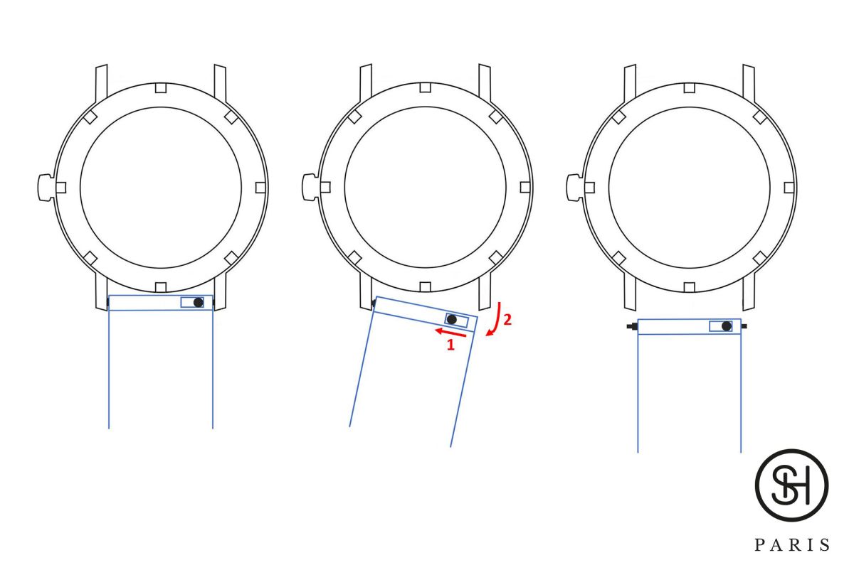 Bracelet montre SELECT-HEURE Toile de Voile Bleue doublée Caoutchouc FKM Noir, montage pompes rapides (interchangeable)