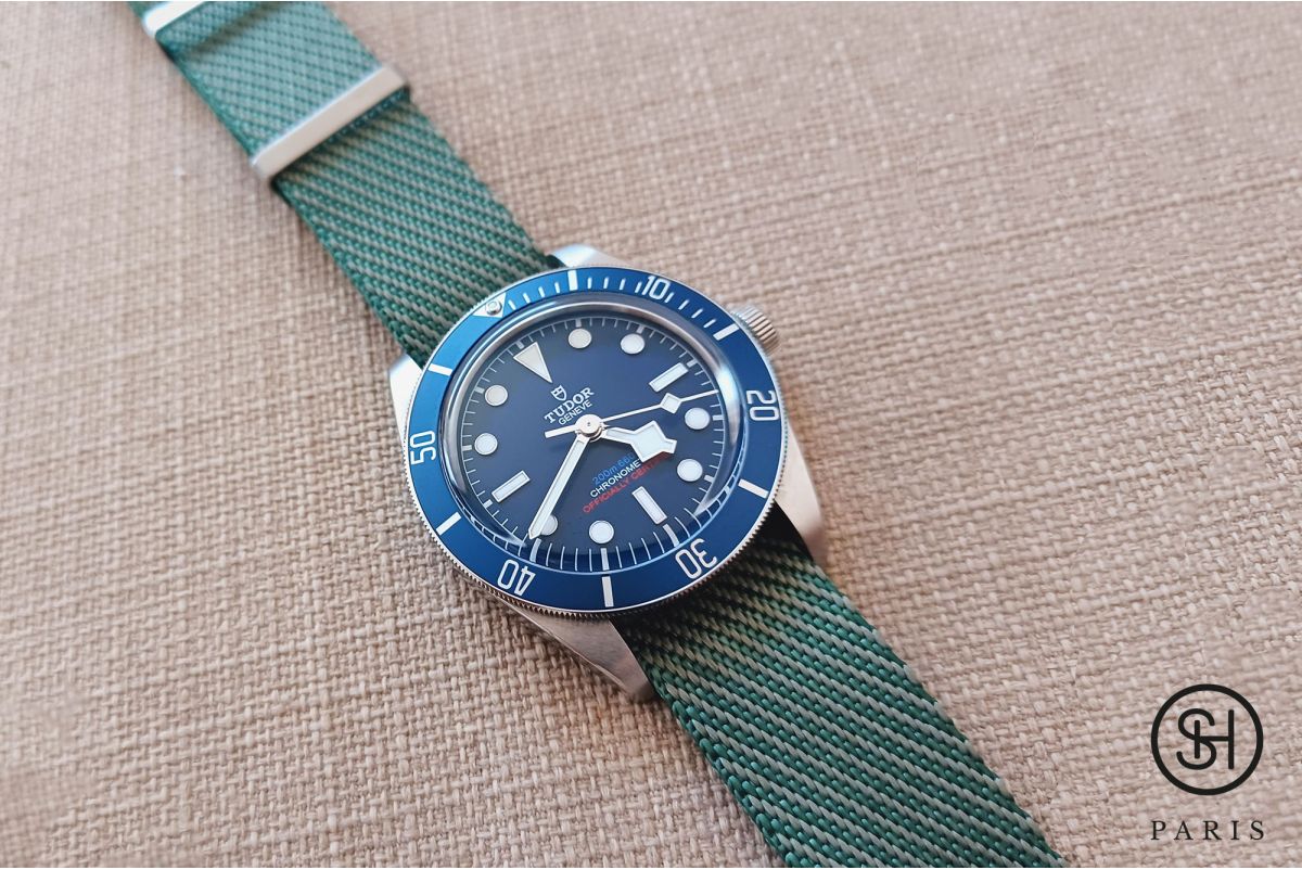 Almond Green adjustable Serge SELECT-HEURE nylon watch strap