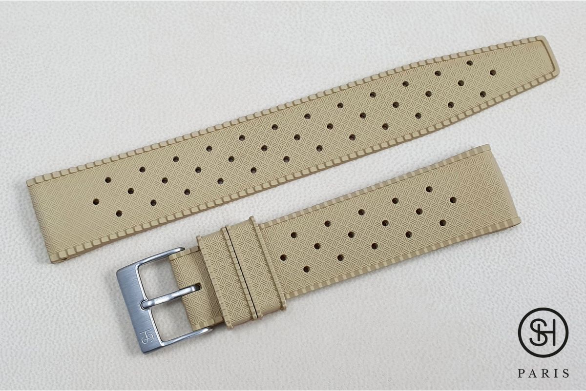 Bracelet montre caoutchouc FKM SELECT-HEURE Tropic Beige Kaki, montage pompes rapides (interchangeable)