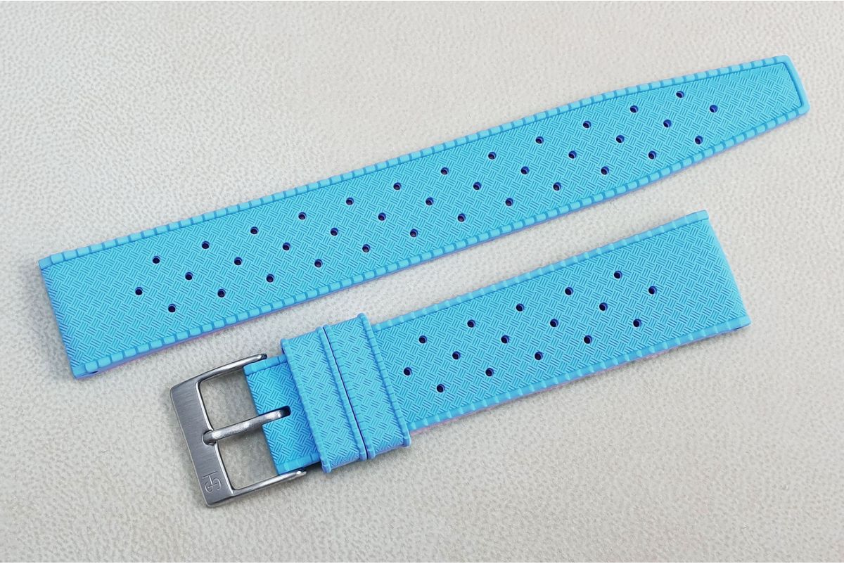 Aqua Blue Tropic SELECT-HEURE FKM rubber watch strap, quick release spring bars (interchangeable)