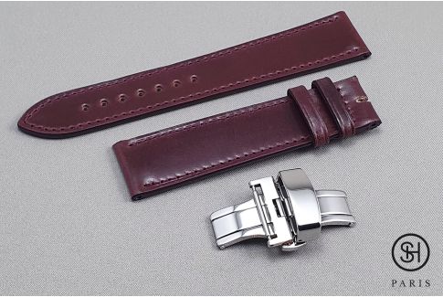 SELECT-HEURE deployment clasp with pushers in stainless steel for watch strap, polished steel finish (shiny)