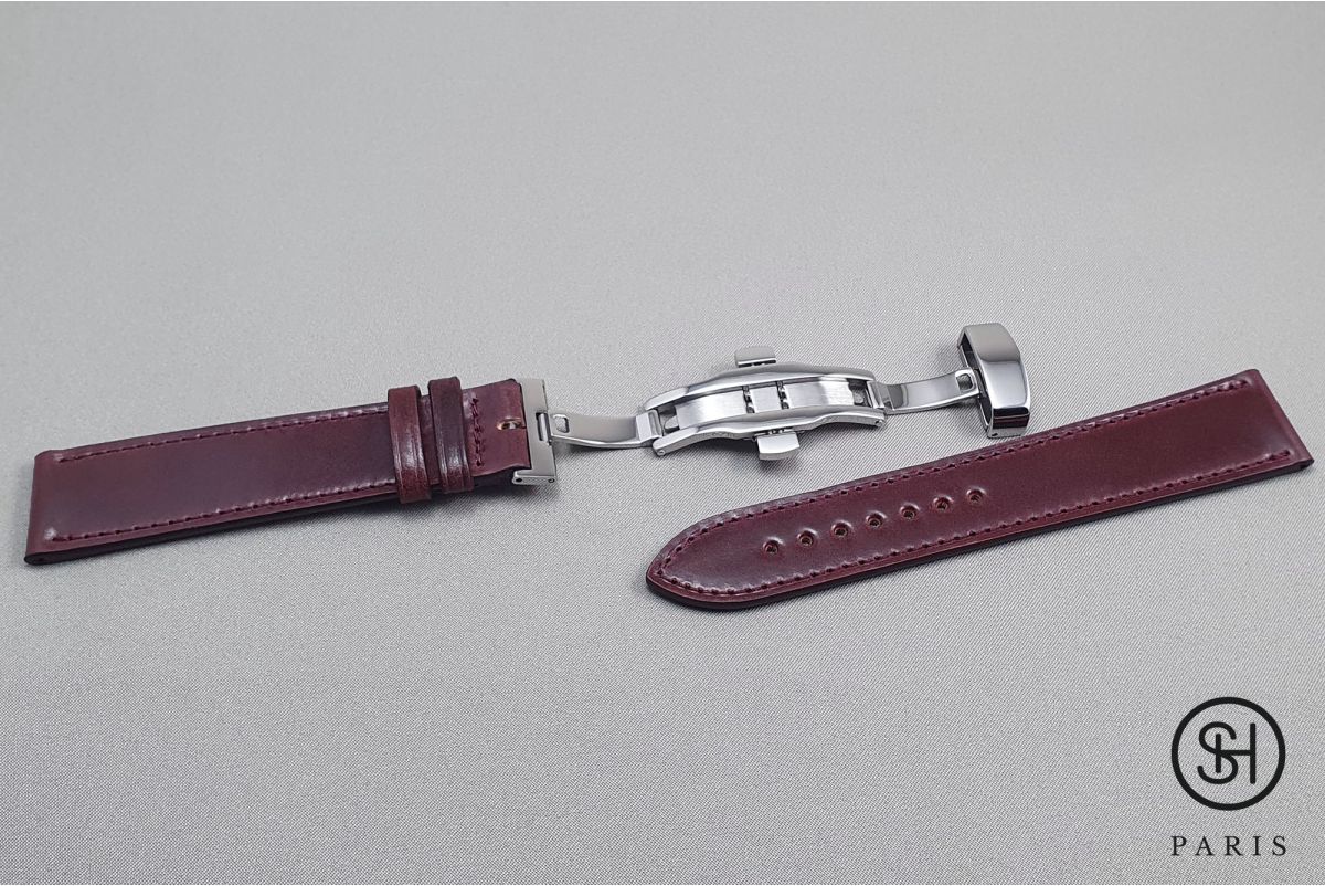 SELECT-HEURE deployment clasp with pushers in stainless steel for watch strap, polished steel finish (shiny)