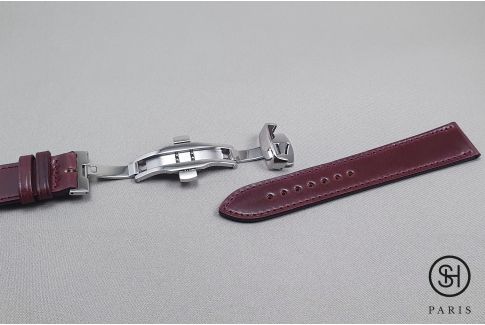 Boucle déployante à poussoirs SELECT-HEURE en acier inox pour bracelet montre, finition acier poli (brillant)