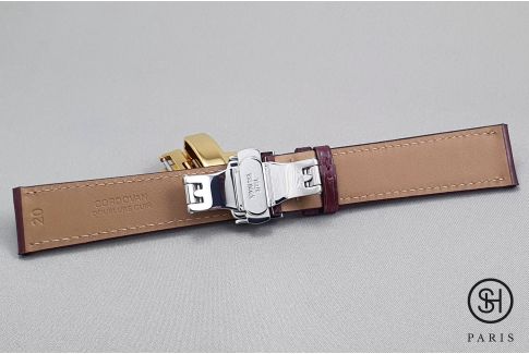 Boucle déployante à poussoirs SELECT-HEURE en acier inox pour bracelet montre, finition acier poli (brillant)