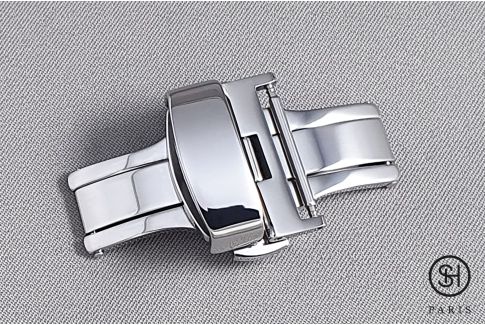 SELECT-HEURE deployment clasp with pushers in stainless steel for watch strap, polished steel finish (shiny)