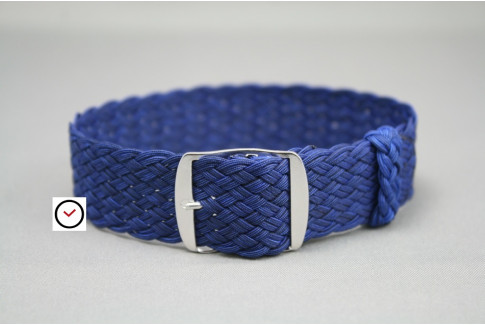 Dark Blue braided Perlon watch strap, double yarn weaving