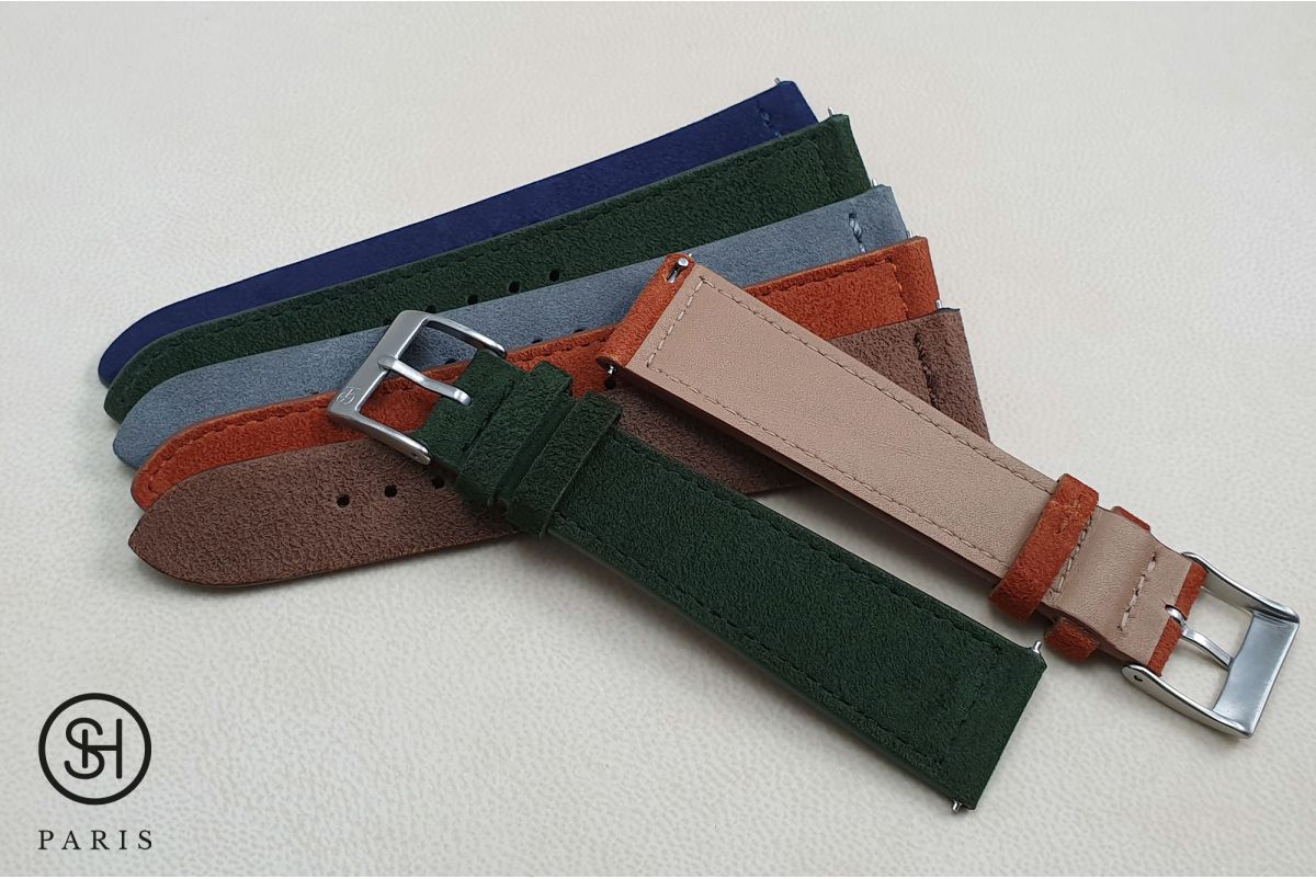 Spice Suede SELECT-HEURE leather watch strap with quick release spring bars (interchangeable)