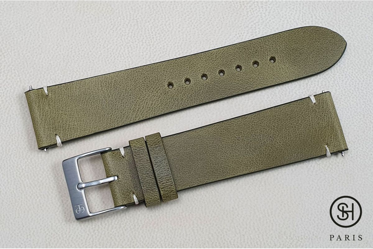 Bracelet Vintage - Bracelet montre cuir - Veau nubuck (noir, gris, marron,  bleu, rouge, vert, kaki)