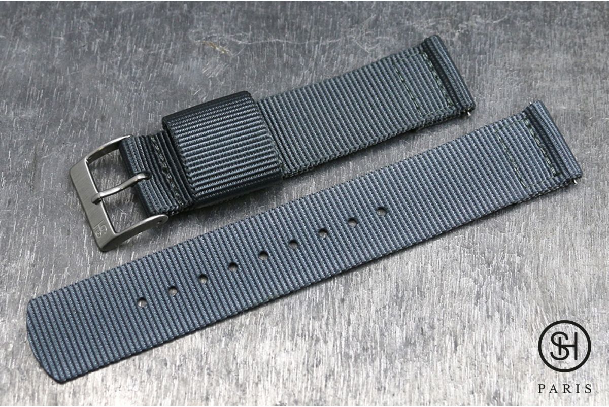 Mat Black SELECT-HEURE leather NATO watch strap, black PVD stainless steel  buckle