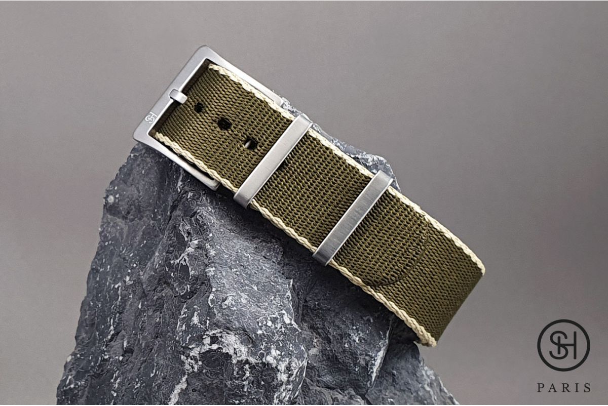 Olive Sandy Beige Allure SELECT-HEURE NATO watch strap, thick nylon and high-end buckle