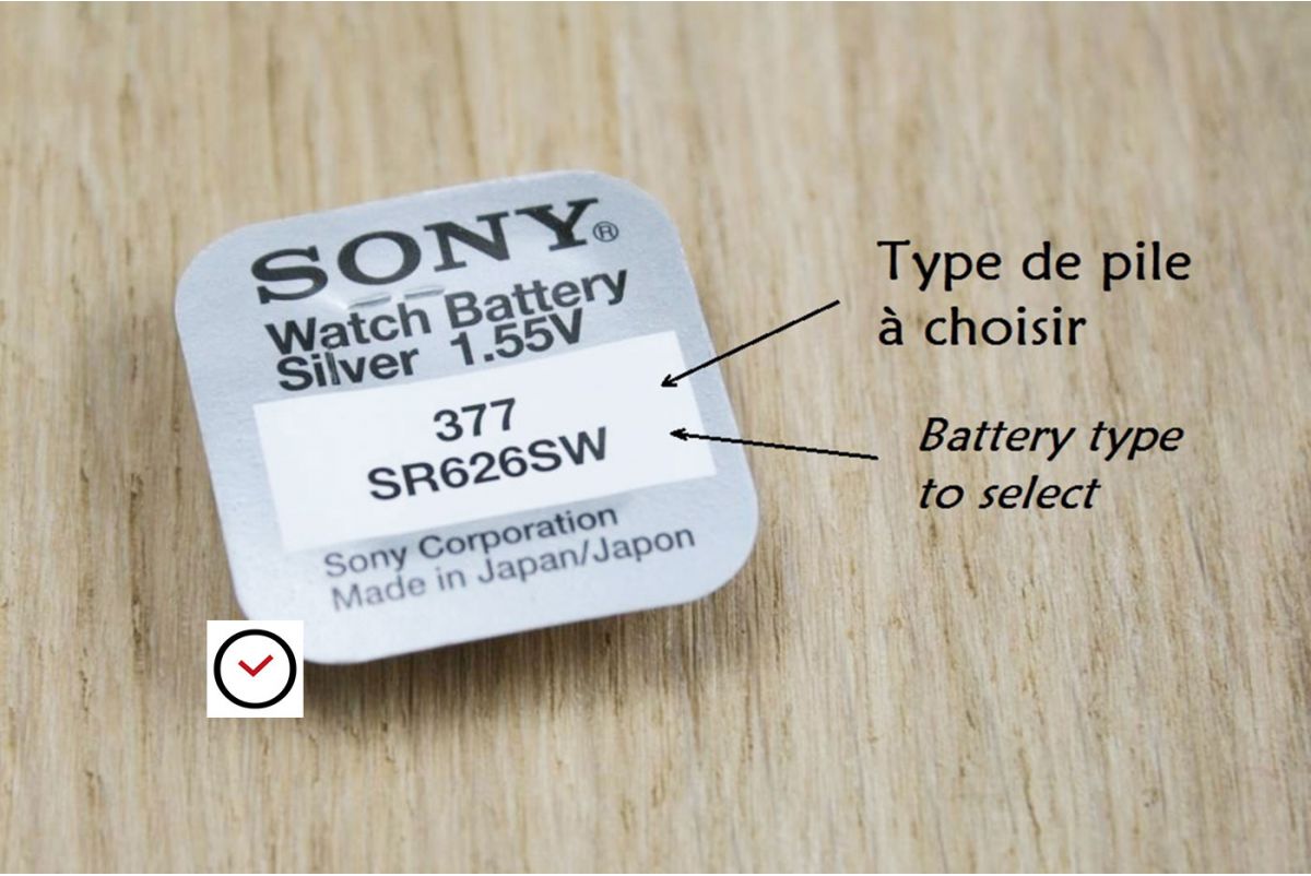 Piles Oxyde d'Argent 1,55V Sony pour montres - tous types (SR , SRSW  ou SRW)