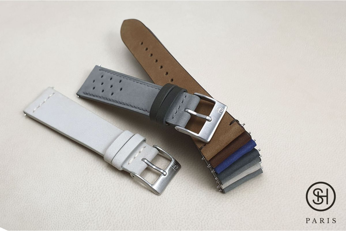 Cigar Nubuck SELECT-HEURE leather watch strap with quick release spring bars (interchangeable)