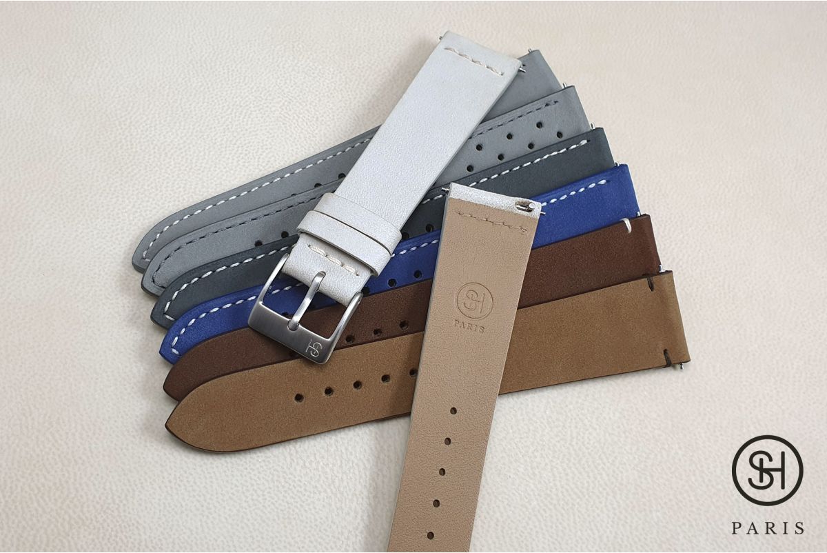 Slate Grey Nubuck SELECT-HEURE leather watch strap with quick release spring bars (interchangeable)